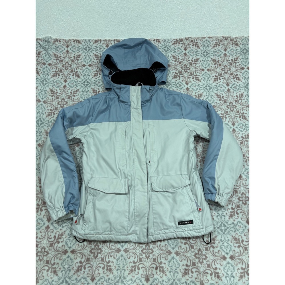 Kemper Snowboard Jacket Womens Medium Blue Grey Colorblock Insulated Hooded 3408